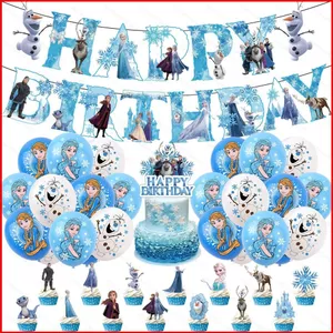 ST2 Frozen Elsa Chủ Đề Trẻ Em Sinh Nhật Trang Trí Biểu Ngữ Bánh topper Bóng Bộ Cung Cấp TS2