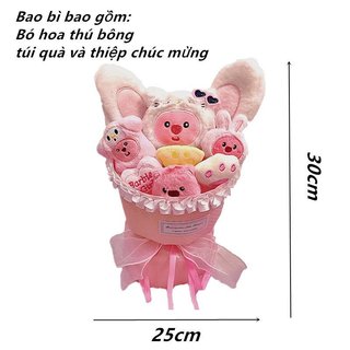 Loopy Sang Trọng Bó Hoa Nhung Mềm Búp Bê Túi Quà Tặng Thiệp Chúc Mừng Sinh Nhật Valentine Nữ