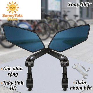 Gương chiếu hậu xe đạp 360 độ HD Kính hợp kim nhôm chống chói Xem ổn định Xe đạp xe tay ga
