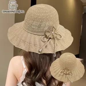 Nhíp vành rộng mũ rơm chống tia UV thoáng khí, phù hợp cho ngày hè đi biển