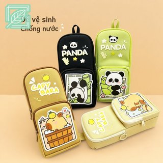 Hộp đựng bút chì Capybara Vải Oxford Nhiều túi Dung tích lớn Nhà tổ chức văn phòng trường học dễ thương