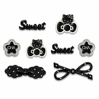 Set Charm Hello Kitty Đen Đỏ Sweet Love Gắn Dép Crocs – Nơ Bi Tim Sao Cute Phụ Kiện Trang Trí Dép Siêu Xinh