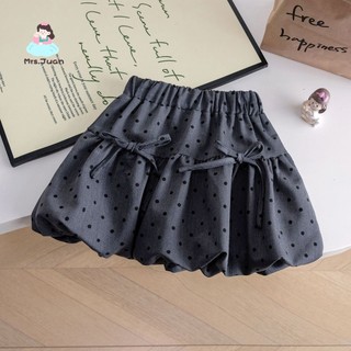 Bộ đồ bé gái hè áo xanh viền bèo phối váy chấm bi - Set chân váy bồng dễ thương phong cách Hàn