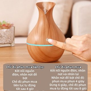 Máy tạo độ ẩm khuếch tán hương thơm siêu âm 200Ml Hạt gỗ Usb Im lặng Sương mù Đèn ngủ Văn phòng tại nhà