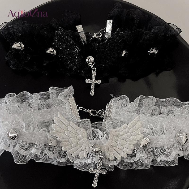 AqToCna Choker Gothic Lace Ren Cho Nữ - Phong Cách Thời Trang Y2K