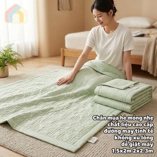 Chăn Làm Mát Mùa Hè Nhẹ Thoáng Khí Giặt Cotton Mềm Mại Thân Thiện Với Da Máy Giặt Phòng Ngủ