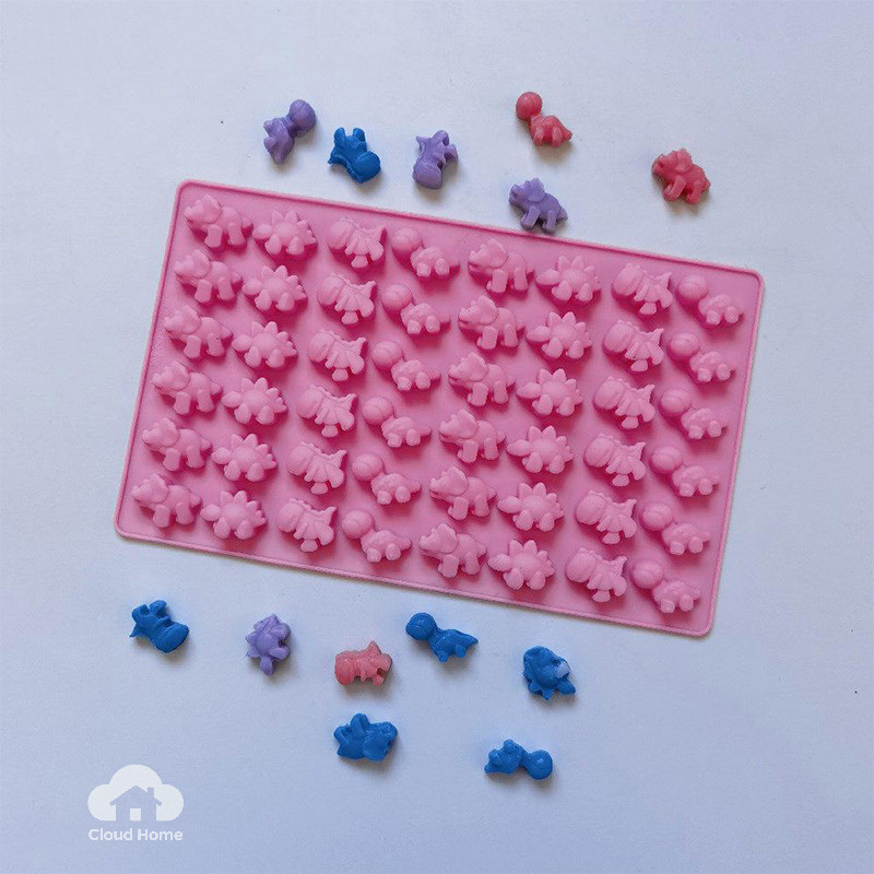 🌤️COD🌤️ Khuôn Silicon Làm Đá / Sô Cô La / Kẹo Mềm 48 Lỗ Hình Khủng Long