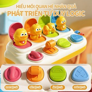 Đồ chơi tương tác bật mở – Chủ đề vịt & cá voi – Bấm, gạt, xoay – Nhận biết màu sắc, phát triển trí nhớ – Không pin