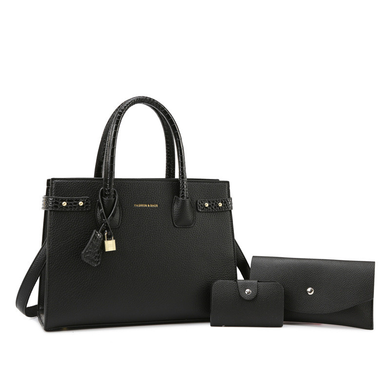 Authentic new women's handbag set, European and American fashion retro three-piece set, simple shoulder and crossbody bag