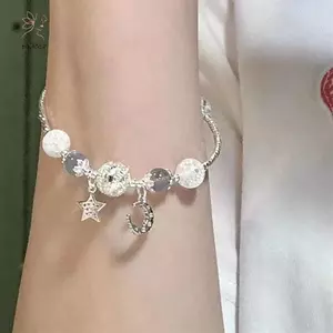 Mặt dây chuyền và vòng tay nữ opal mặt trăng pha lê, quà tặng sinh nhật ngọt ngào