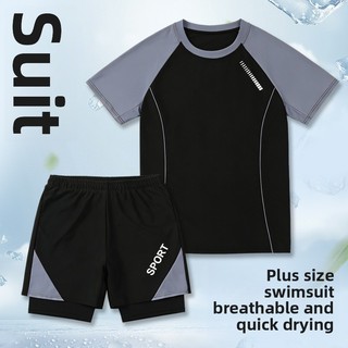 Bộ Đồ Bơi Plus Size Nam - Tay Ngắn, Eo Co Dãn