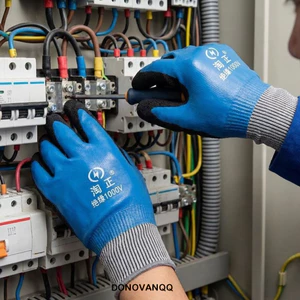 Găng tay cách nhiệt thợ điện DONOVANQQ, Găng tay chống sốc điện áp chịu được độ đàn hồi cao 1000 V, Găng tay bảo vệ an toàn chống sốc bằng cao su chống mài mòn