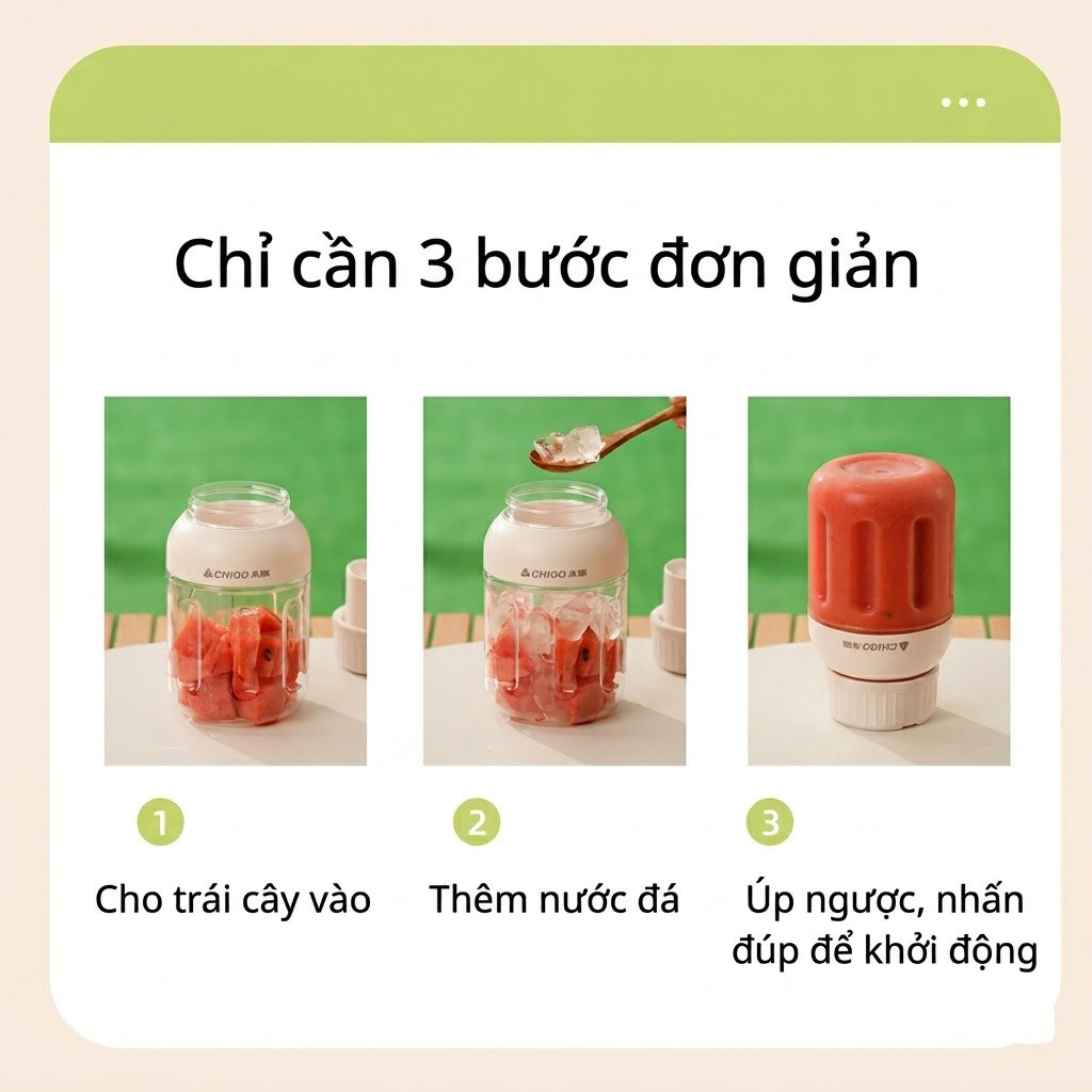 【🔥】Máy xay sinh tố Chigo chống nước toàn thân, dung tích lớn 600/1000ml, 38 lưỡi dao có thể xay đá, cốc tiện lợi mang đi