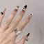 Handmade Đeo Móng Tay Pháp Tính Khí Cao Cấp Nhẹ Nhàng Dễ Thương Da Đen Mèo Kitty Trắng Mắt Mèo Miếng Dán Móng Tay
