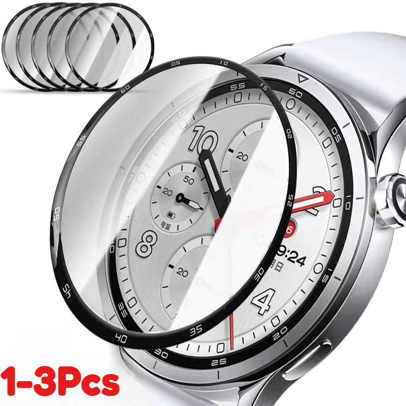 1-3 Chiếc Full Kính Cường Lực Cho Xiaomi Watch S5 S4 S3 Sport 41mm Bảo Vệ Màn Hình Đồng Hồ Cho Xiaomi Watch S2 S1 S5 Pro Active 46mm 42mm Full Cover Phim Kính Viền Đen Cong