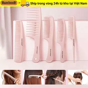 Lược chải tóc BAMBOOB, Chăm sóc răng dày đặc cho Lược đuôi ngựa tóc xoăn, Salon lược cắt tóc màu hồng dày tiện lợi
