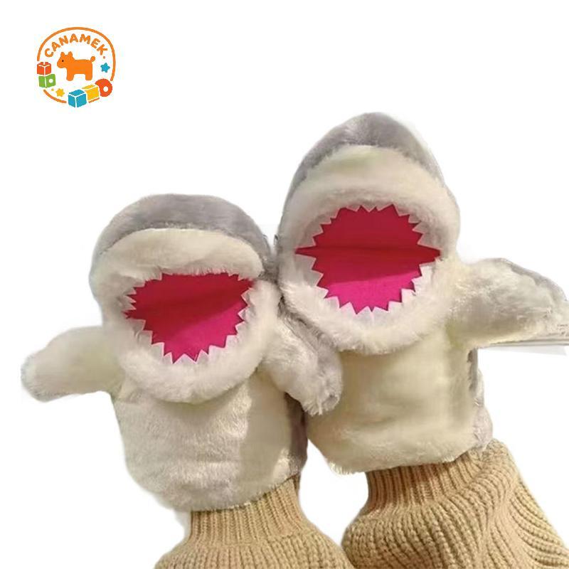 CANAMEK Thú Nhồi Bông Sang Trọng Đồ Chơi Cá Mập Xám Tay Ngón Tay Câu Chuyện Con Rối Búp Bê Dễ Thương Giáo Dục Đồ Chơi Cho Bé Mô Phỏng Cá Mập Trẻ Em Quà Tặng CSF