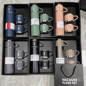 Bộ Bình Giữ Nhiệt 500ml Tặng Kèm 2 Cốc- Lõi Inox 3 Lớp Cao Cấp- Giữ Nhiệt 6-8 Tiếng- Tiện Lợi