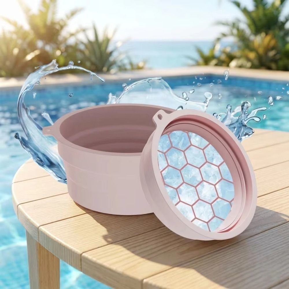 Bát tắm đá mặt có thể gập lại DONOVANQQ, Bát rửa mặt có thể gập lại bằng silicon không chứa BPA, Khay đá tích hợp mềm đa chức năng Chậu rửa làm mát Chăm sóc da