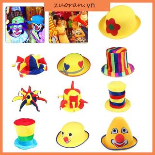 ZUO Màu Sắc Cầu Vồng Xiếc Chú Hề Mũ Phong Cách Vintage Mũ Phẳng Chú Hề Cảm Thấy Giáng Sinh Cosplay Chú Hề Mũ Thể Hiện Phụ Kiện