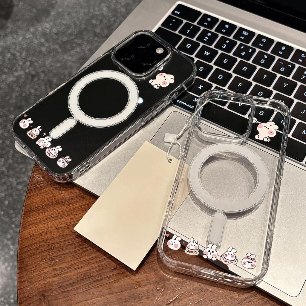 Chú lợ dễ thươngVỏ hút từ trong suốt phù hợp với vỏ điện thoại 17/16 Pro, iPhone 15