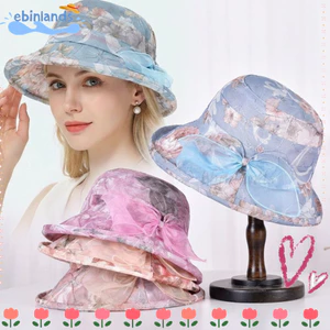 Mũ xô EBINLANDS, Mũ chống nắng nữ thoáng khí chống tia cực tím, Thiết kế nơ thời trang Vành rộng Mũ đi biển nhẹ mùa hè ngoài trời