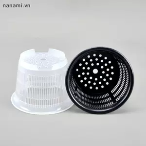 Cốc lưới trong suốt phong lan Chậu cây hoa Khay ươm Giỏ nhựa Hộp đựng thoáng khí Lỗ treo màu trắng [VN]