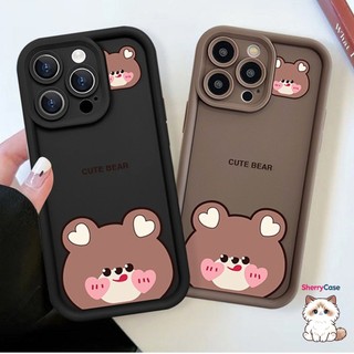 Ốp lưng iphone camera viền cao gấu nâu cute 7/8/plus/x/xs/11/12/13/14/15/pro/max/promax