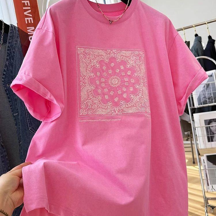 [Khuyến mãi trong thời gian có hạn] Áo thun ngắn tay in hình Niche Design Sense Street Wear dành cho nữ mùa hè dáng rộng phong cách lười biếng All-Ma