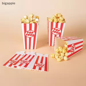 Bigapple 12 Cái Hộp Giấy Bắp Rang Sọc Đỏ Trắng Sọc Túi, Đồ Dùng Dự Tiệc RDG
