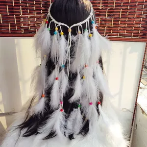 Phong cách mới Phong cách dân tộc Mũ lông vũ Phong cách bộ lạc kỳ lạ Phong cách Gypsy Biểu diễn sân khấu Phụ kiện dây buộc tóc lông vũ 260504
