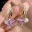 AqToCna 1 Cặp Bông Tai Pha Lê Tính Khí Thời Trang Màu Tím Zircon Hoa Bốn Lá Ngọc Trai Bông Tai Dành Cho Nữ Nhẹ Sang Trọng Phụ Kiện Tai AqToCna