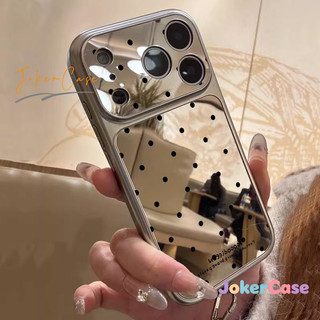 Ốp Lưng Cho IPhone 12 17 16 15 11 13 14 Pro Max 7 15 16 8 Plus XR XS MAX Ốp gương trang điểm họa tiết chấm bi cổ điển