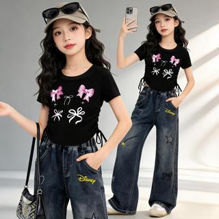 ÁO Thun Bé GáI KiểU HàN HọA TiếT Nơ & RúT DâY SườN VảI MềM MịN áO áO Thun KiểU