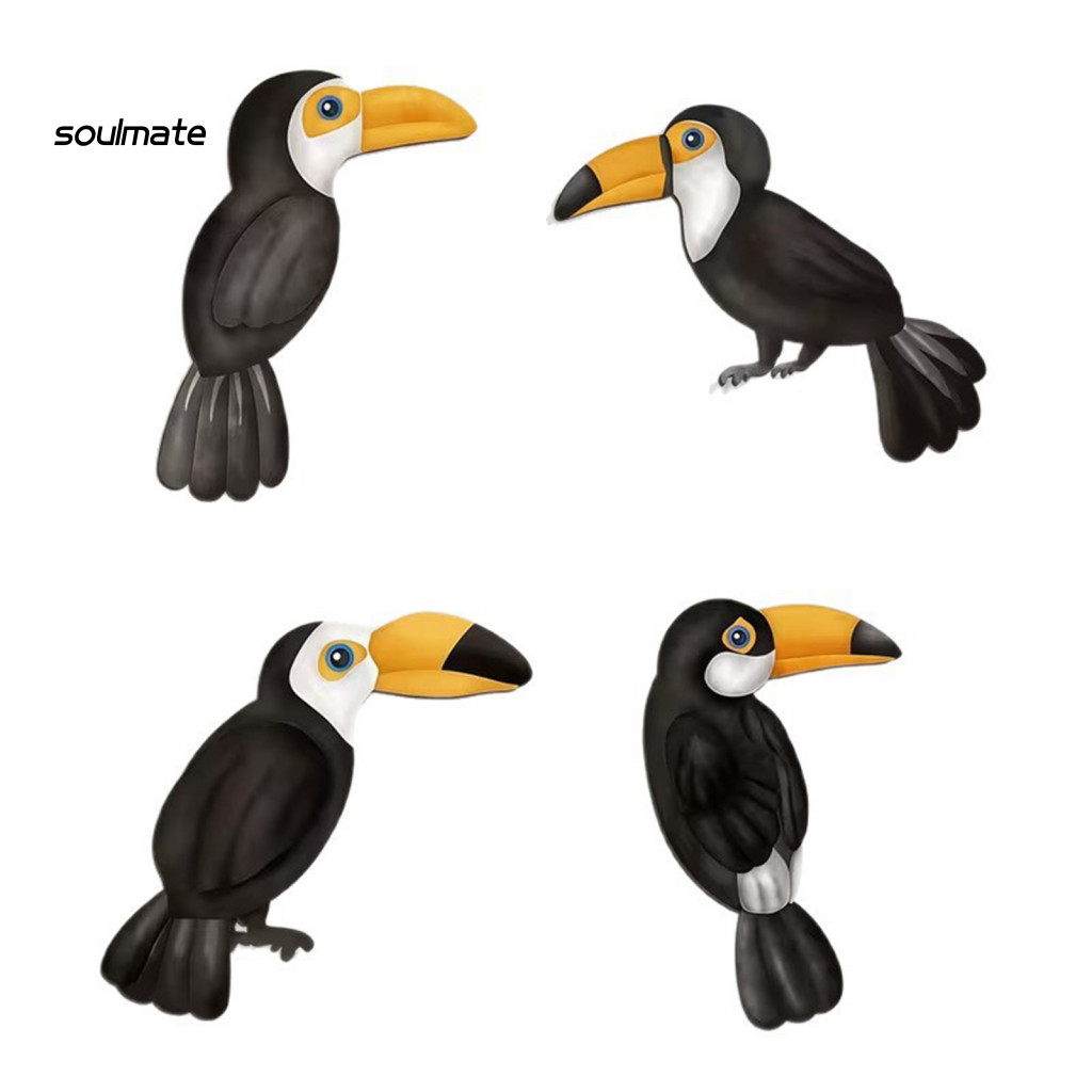Linh hồn| Toucan Trang Trí Tường Chim Nhiều Màu Sắc Treo Tường 4 Bộ Nghệ Thuật Treo Tường Toucan Bằng Gỗ – Trang Trí Chim Nhiệt Đới Vintage Cho Sân Vườn Ban Công Phòng Ngủ – Rừng Mộc Mạc Treo