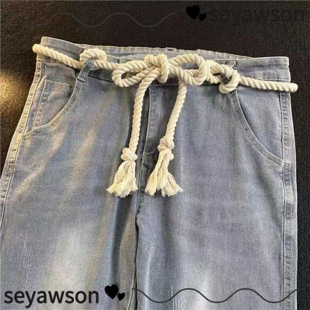 Thắt lưng dây dày SEYAWSON, Thiết kế sang trọng Ins Style Tie Thắt lưng, Thắt lưng jean sinh viên cổ điển đa năng