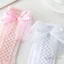 0-2 Tuổi Bé Gái Đầu Gối Tất Cao Lưới Thoáng Khí Dễ Thương Nơ Thiết Kế Màu Trơn Mềm Mại Thời Trang Trẻ Sơ Sinh Tất Dài