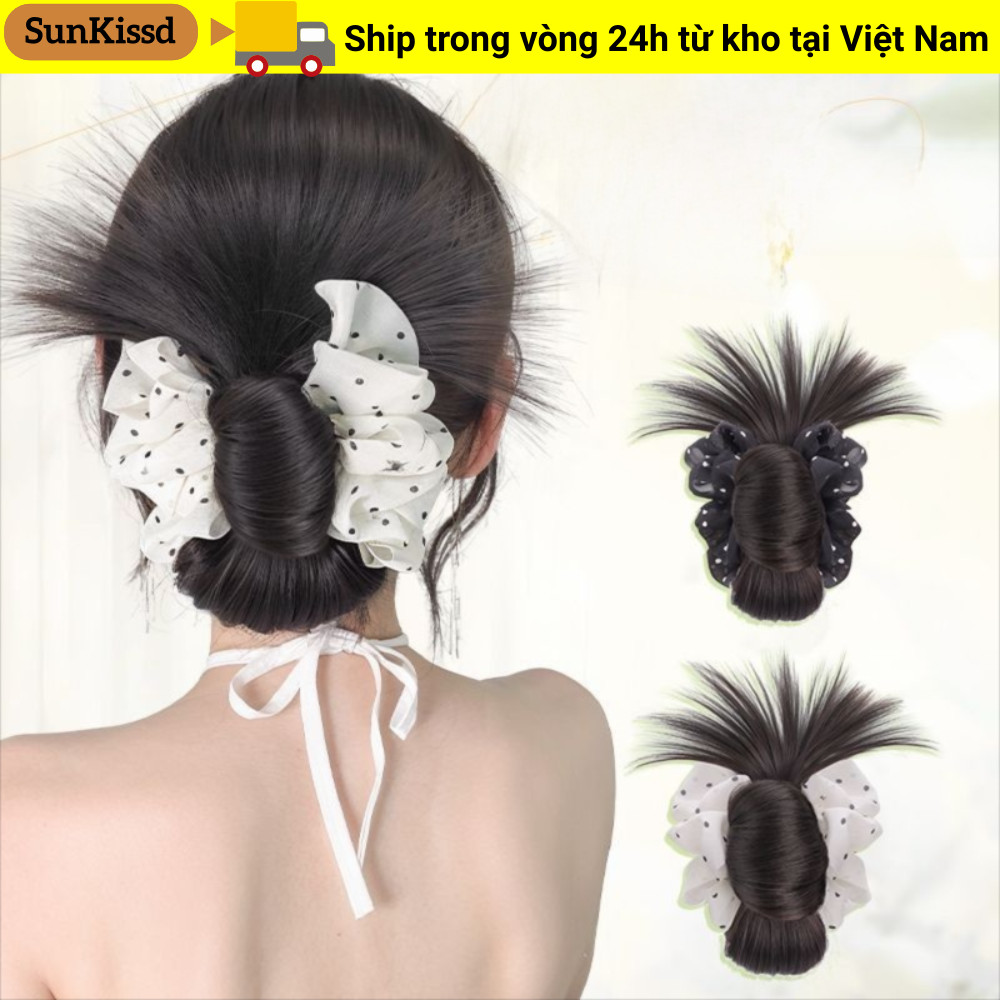 SUNKISSD Tóc Giả Bun Head, Lưới Tóc Tự Nhiên, Kẹp Vuốt, Tổng Hợp Lông Tơ, Phụ Kiện Tóc