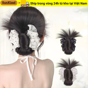 SUNKISSD Tóc Giả Bun Head, Lưới Tóc Tự Nhiên, Kẹp Vuốt, Tổng Hợp Lông Tơ, Phụ Kiện Tóc