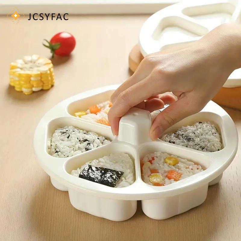 JCSYFAC DIY Khuôn Sushi Ăn Trưa Tam Giác Cơm Bóng Hộp Cơm Trưa Hành Cơm Bóng Thực Phẩm Báo Chí Tam Giác Sushi Làm Khuôn Sushi Bộ Dụng Cụ Nhà Bếp Mới