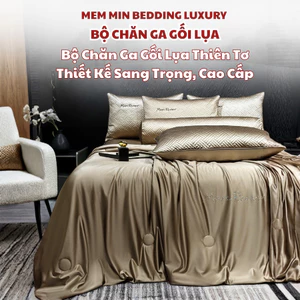 Bộ Chăn Ga Gối Lụa Thiên Tơ 5 món Nhập Khẩu Mềm Mại Mát Lạnh Như Băng Chống Nhăn Memminbedding Luxury