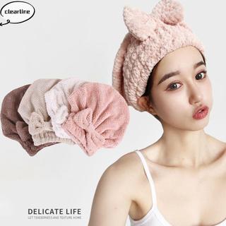 CLEARLINE Khăn Tóc Khô, Thấm Hút Phòng Tắm Mũ Tóc Khô, Đồ Dùng Phòng Tắm Làm Dày Nhung San Hô Màu Trơn Khăn Đầu Nữ