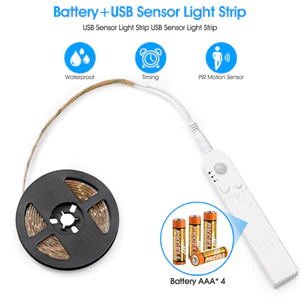 Hộp Pin LED Thông Minh Cảm Ứng Cơ Thể Con Người led2835 Chống Thấm Nước Có Sạc USB Tủ Quần Áo Dải Hộp Đèn Trưng Bày 5PMN