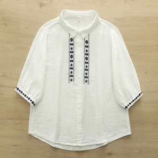 [Sẵn Sàng] Áo Sơ Mi Nữ Sợi Cotton Cao Cấp Phong Cách Dân Tộc Thêu Mềm Vừa