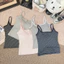 Milyfashion Dopamine Nhỏ Tươi Đẹp Lưng Sọc Sling Slim-fit Phù Hợp Với Ngực Miếng Lót Đáy Ngắn Top Mỏng Dây Đeo Vai Phong Cách Mới GX8P