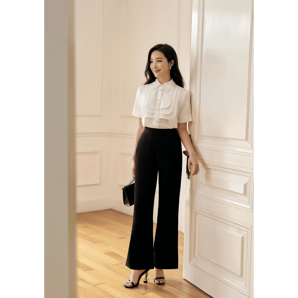 Quần công sở nữ ELLA DORA thiết kế ống suông cạp cao form ôm thanh lịch sang trọng màu ĐEN [Q16]