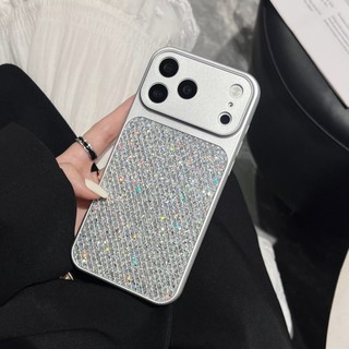 Mạ Bạc Cam Kẻ Sọc Lấp Lánh Kim Sa Lấp Lánh Vỏ Điện Thoại iPhone 17Promax 17pro 12 13 14 15 16 Pro Max Vỏ Điện Thoại Di Động Nữ Chống Sốc