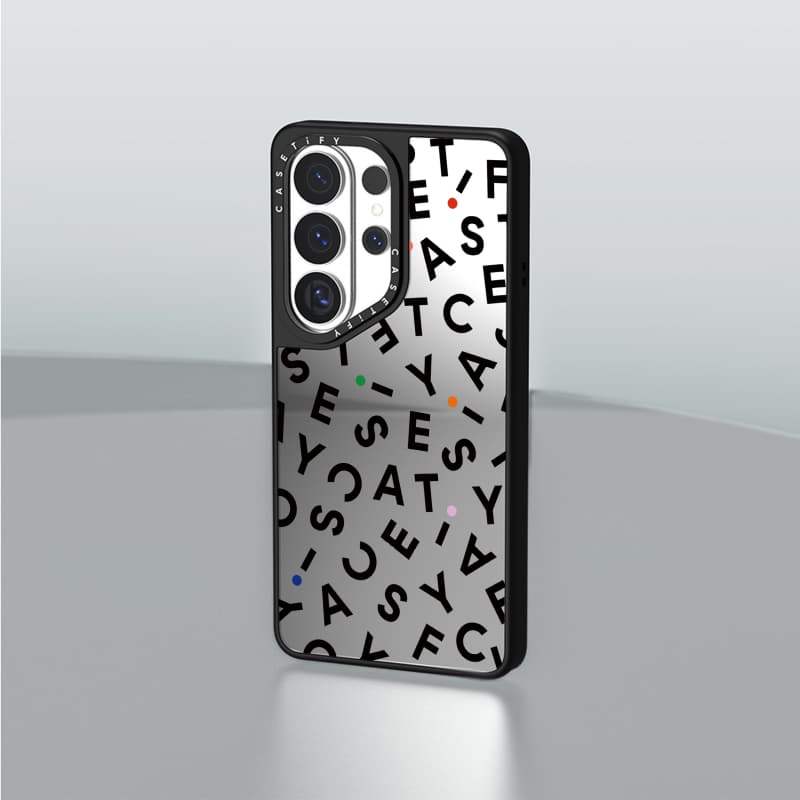 CASECASE X Bảng Chữ Cái Tiếng Anh Logo Case Matte Black & Sliver Mirror Hút Từ Tính Samsung Galaxy S26 Ultra S25 S24 S23 Ultra Plus Mặt Sau Cứng Có Hộp Khắc Logo