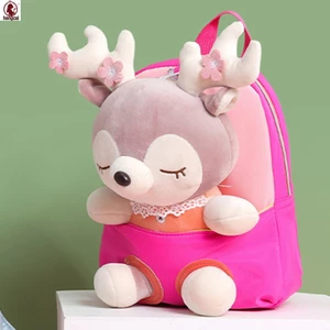 Ba lô trẻ em chống nước - Túi sách nai sừng tấm chia hoạt hình cho bé trai bé gái màu tím nhạt Xám hồng hồng dưa hấu đỏ