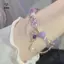 Vòng tay đính cườm pha lê thủy tinh màu tím, phong cách Trung Quốc nhẹ nhàng, sang trọng dành cho nữ